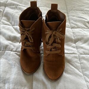 Dolce Vita Brown Ankle Booties with Lace-Up Design